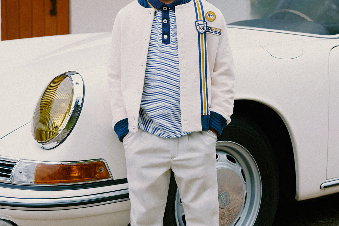 Look de niño Bonpoint x Porsche - Chaqueta de algodón orgánico en contraste