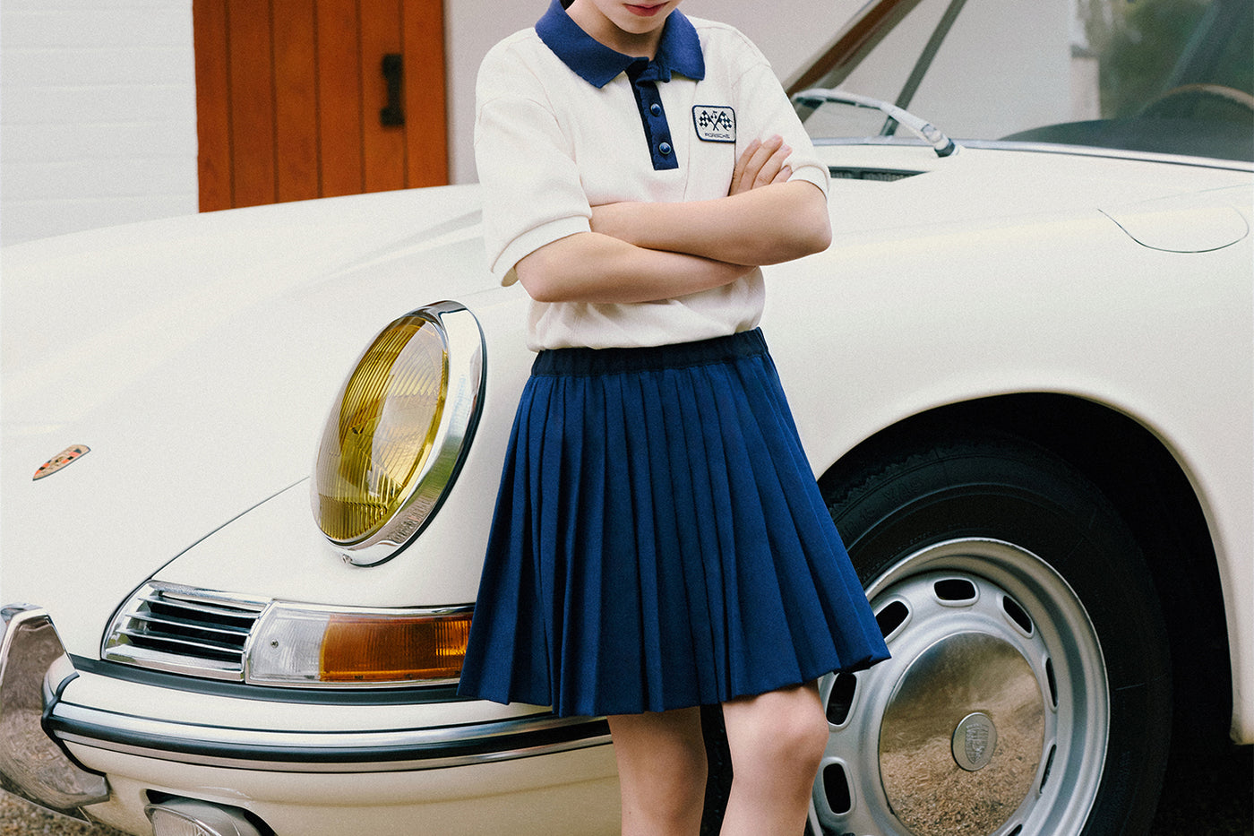 Look de niña Bonpoint x Porsche - Polo de algodón orgánico en contraste