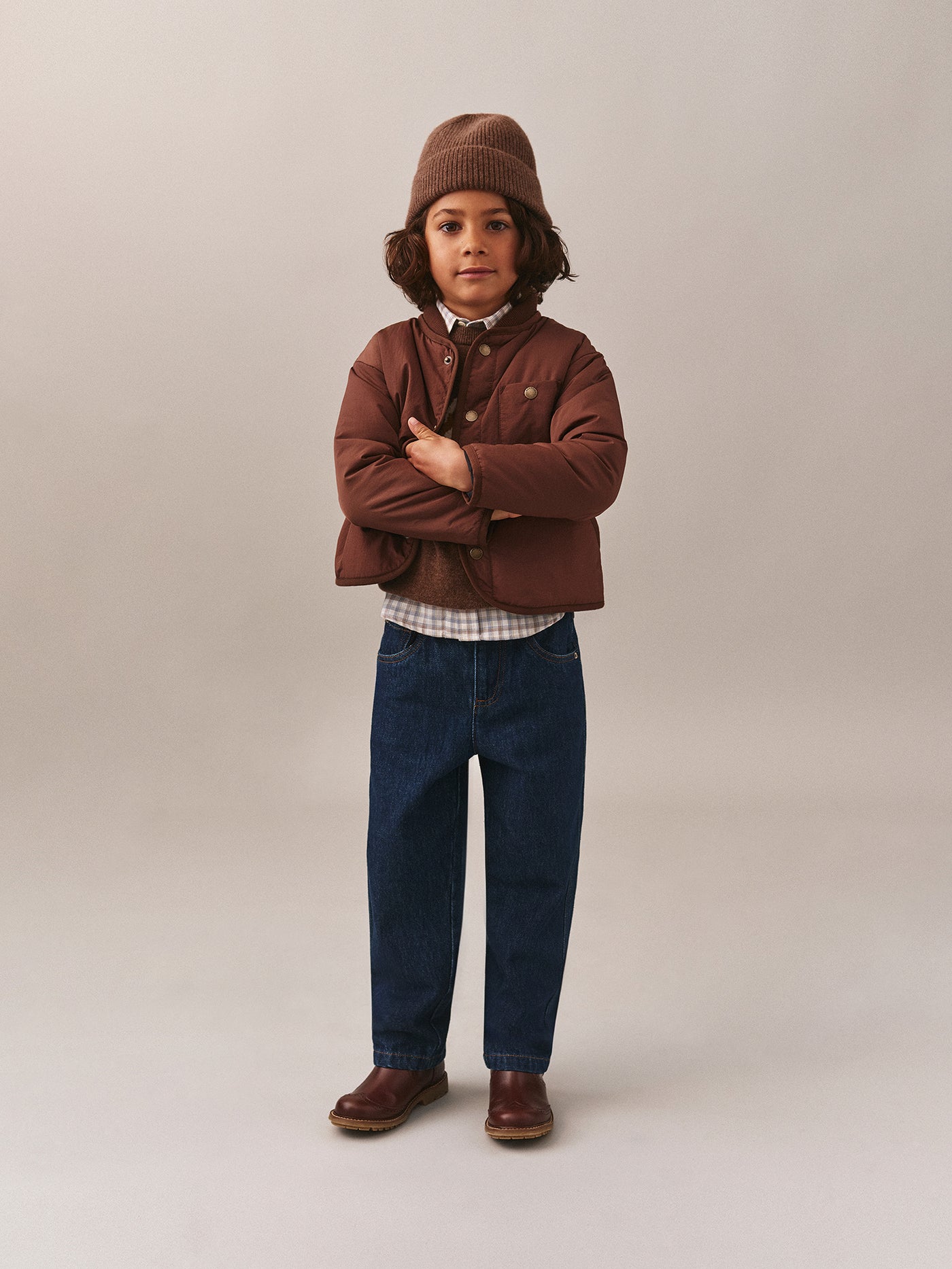 Look Garçon Hiver 2025 - Bonnet marron