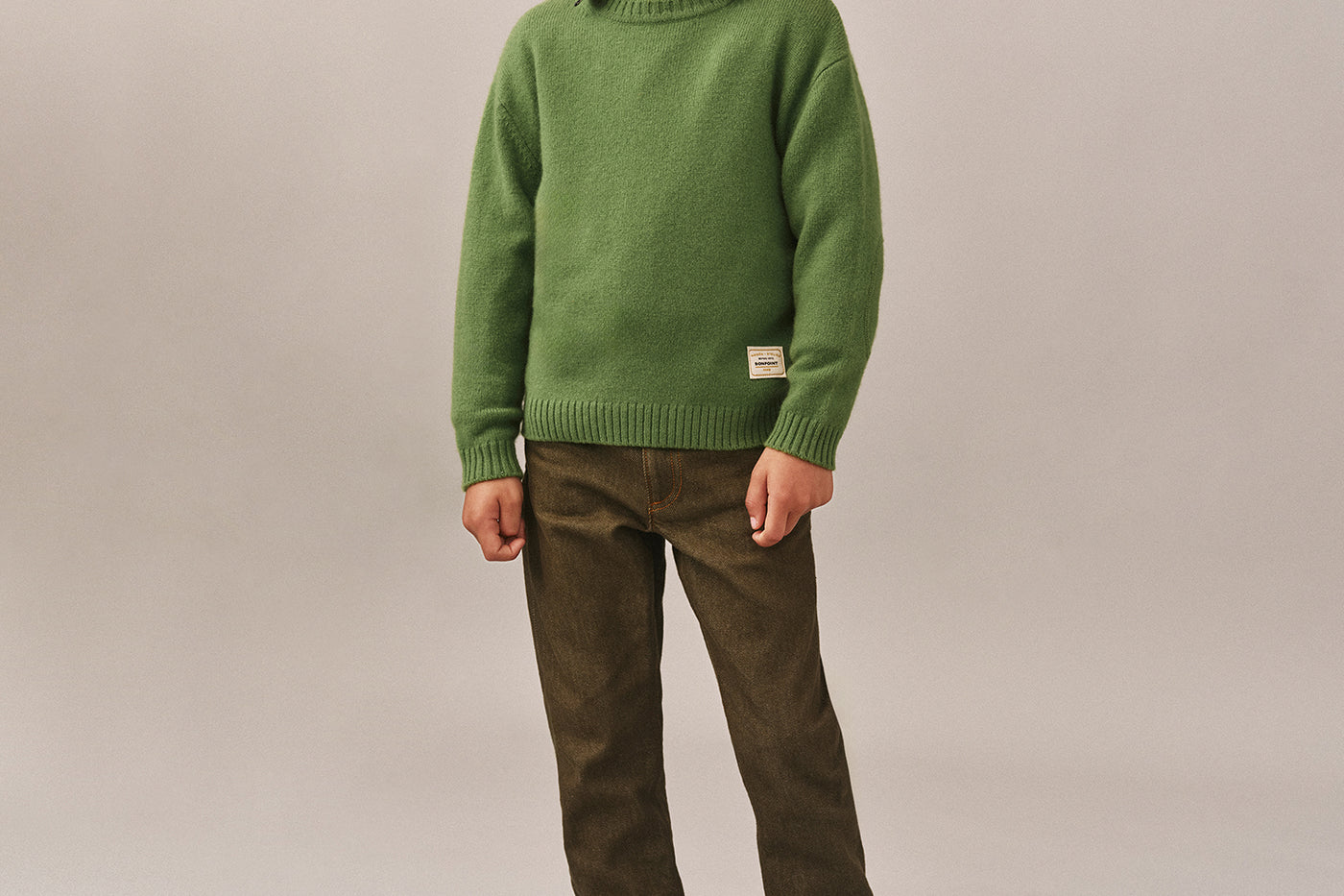 Look invernale per bambino 2025 - Maglione verde