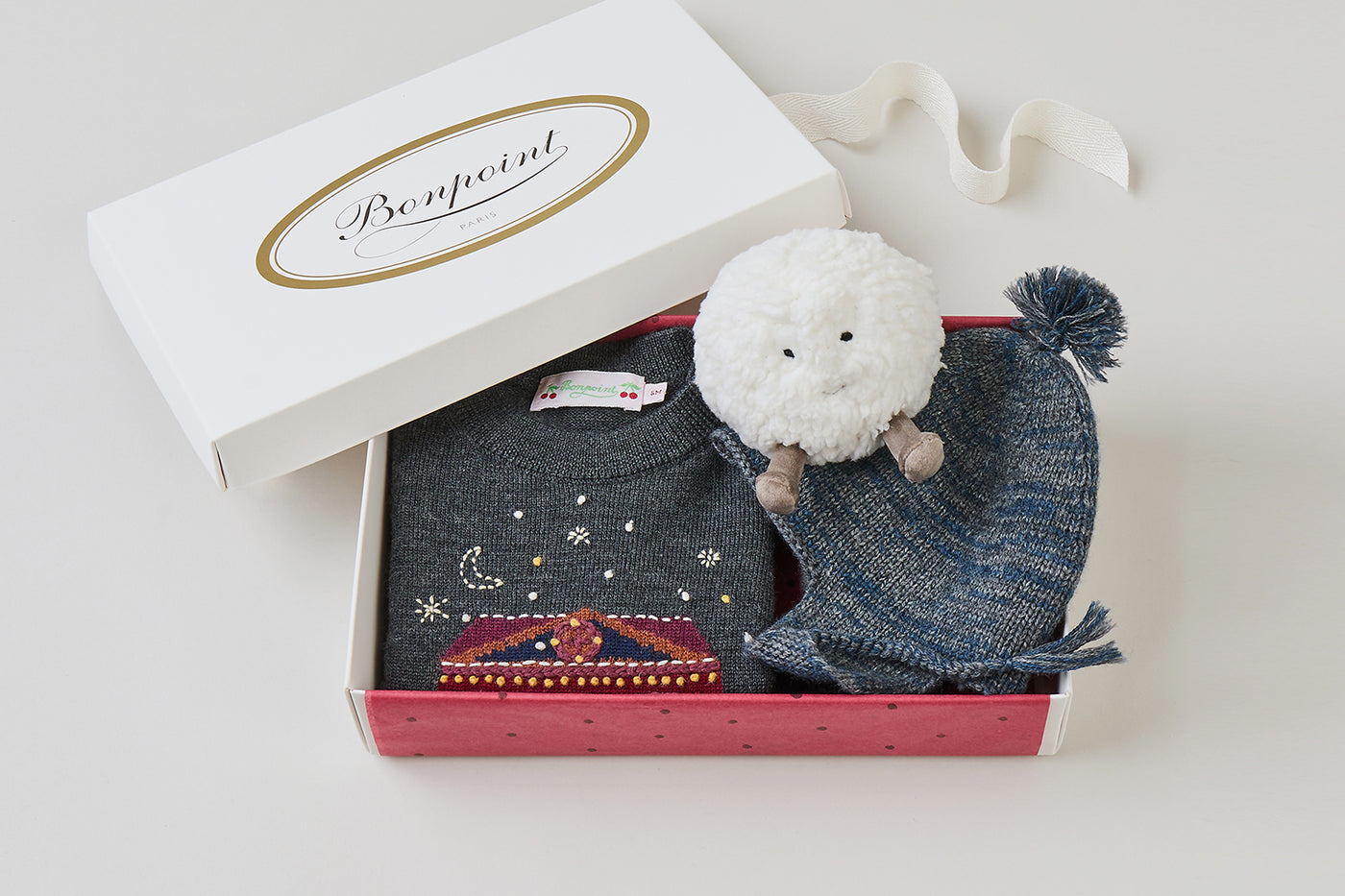 Caja regalo de Navidad para bebé - Jersey de lana gris
