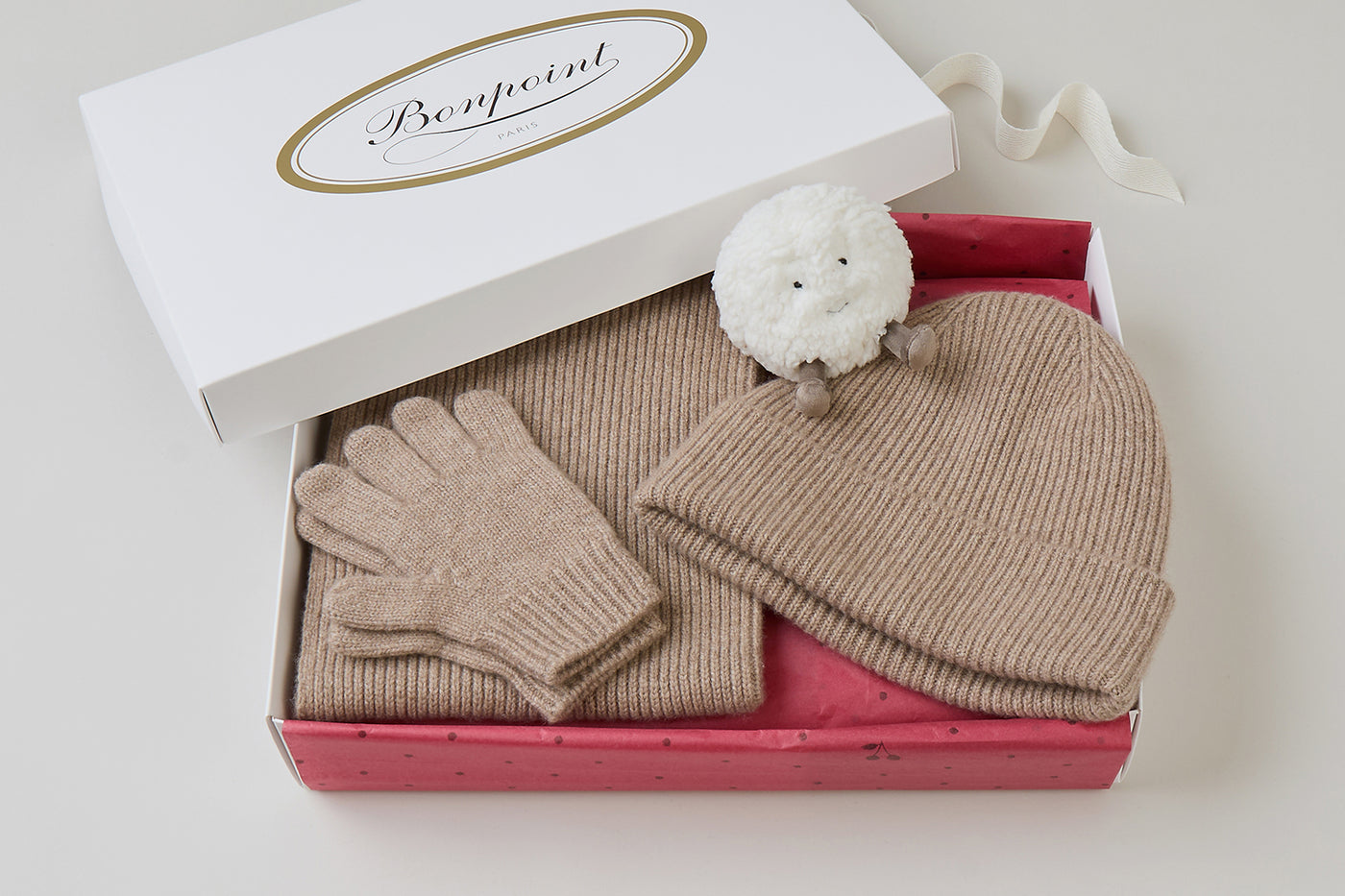 Caja regalo de Navidad para niño - Cachemir beige