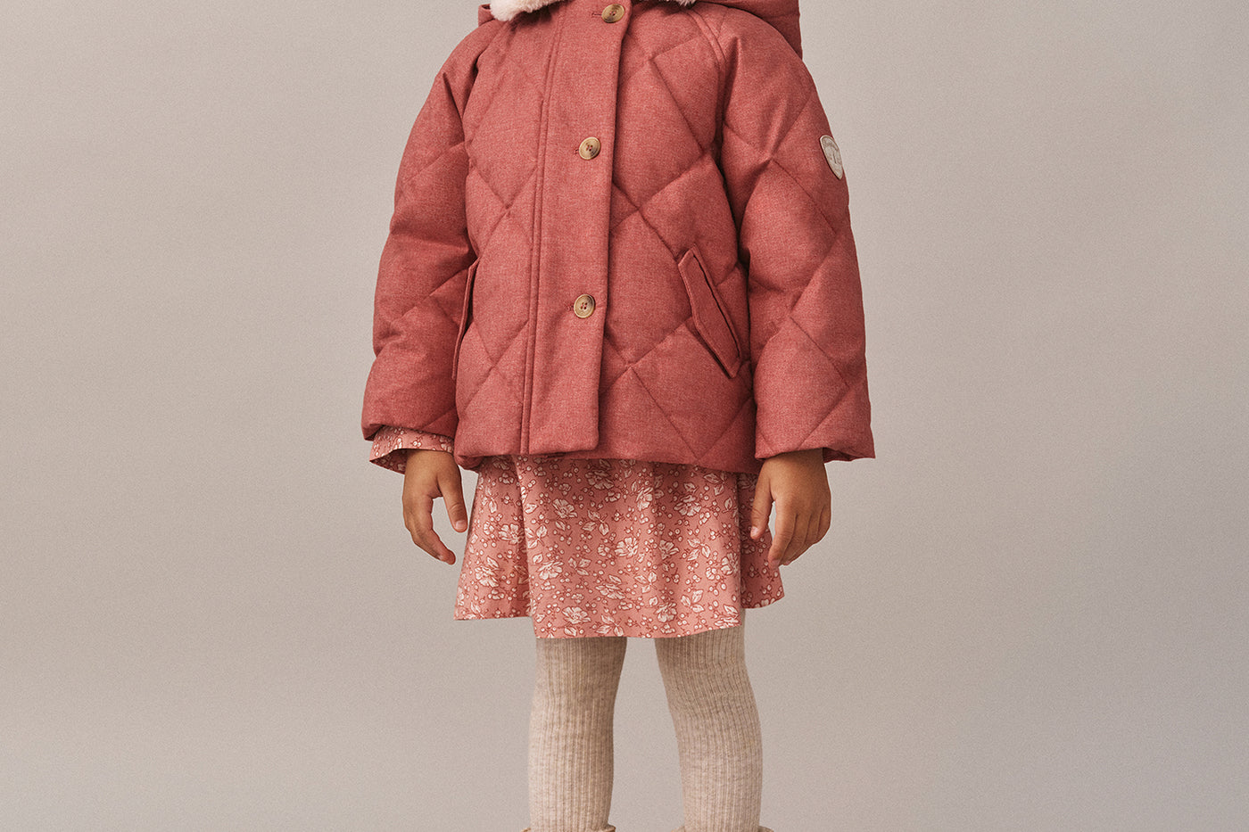 Look invernale 2025 per bambina - Giacca trapuntata rosa