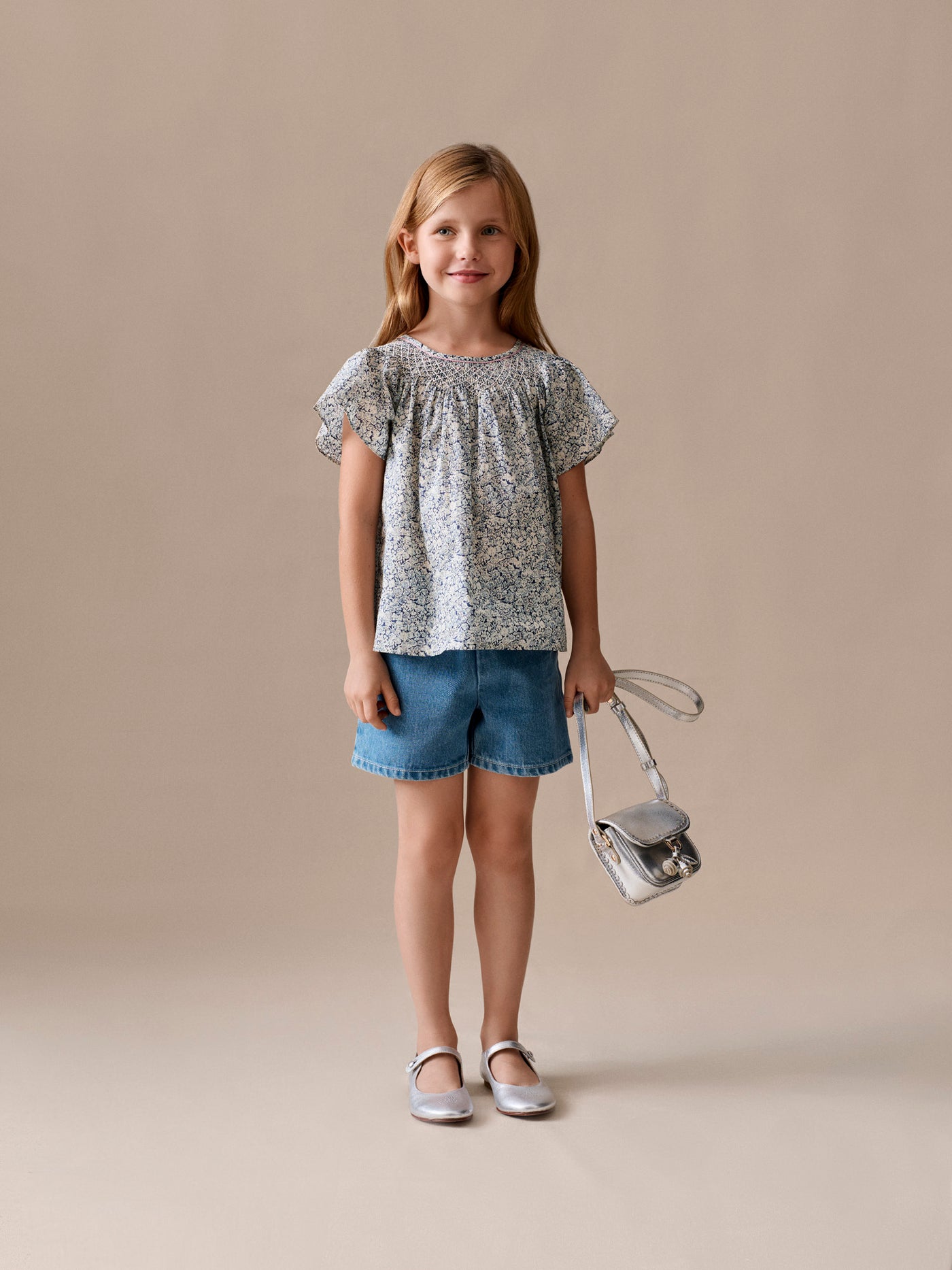 Look Bambina Estate 2026 - Blusa in tessuto Liberty