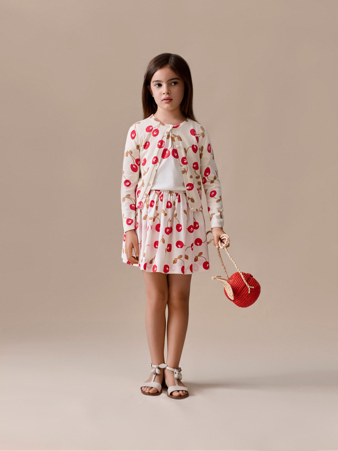 Girl's Look Summer 2026 - Cherry Print Cardigan