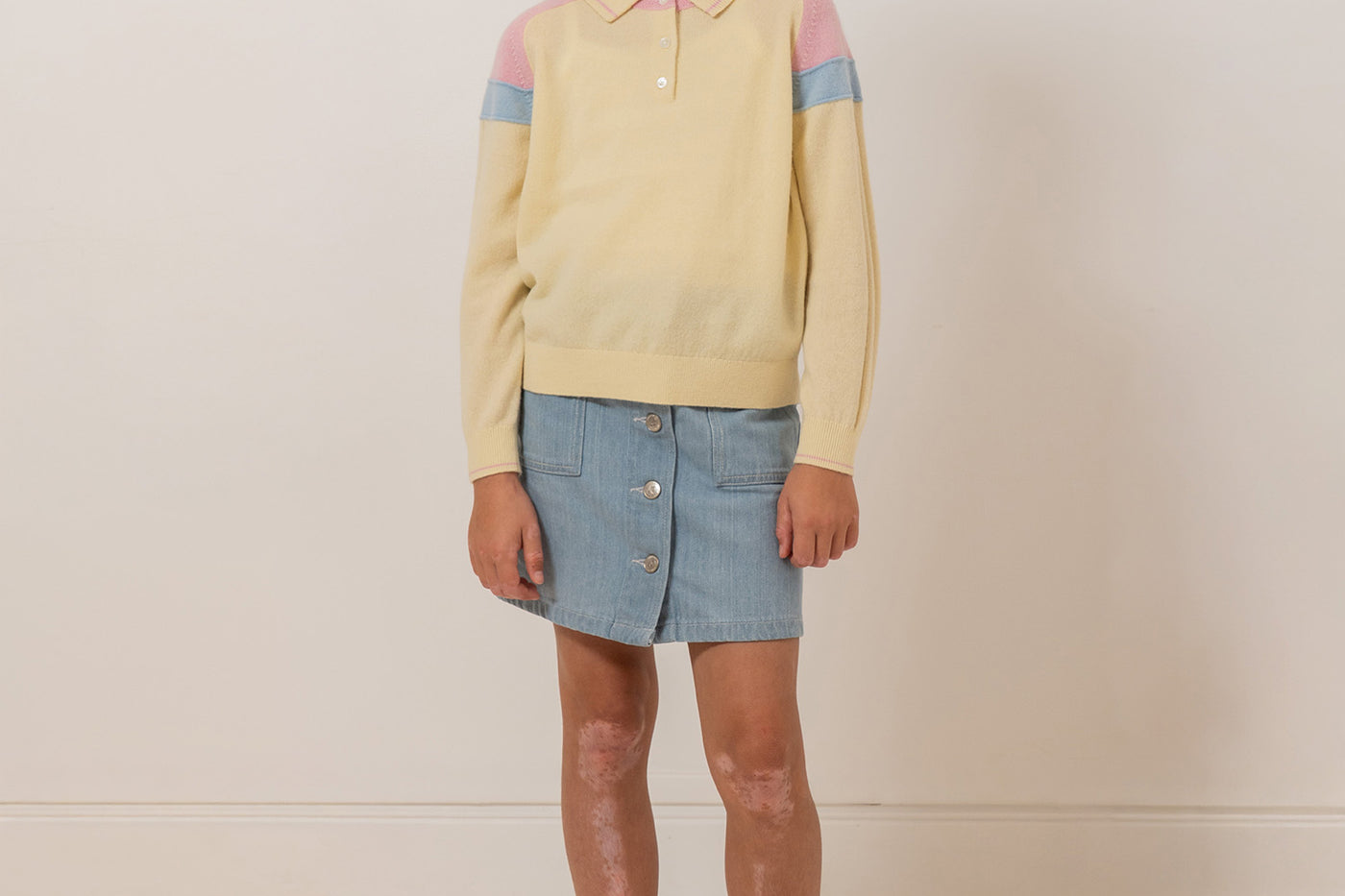 Look Fille Bonpoint x Guest in Residence - Pull polo en cachemire
