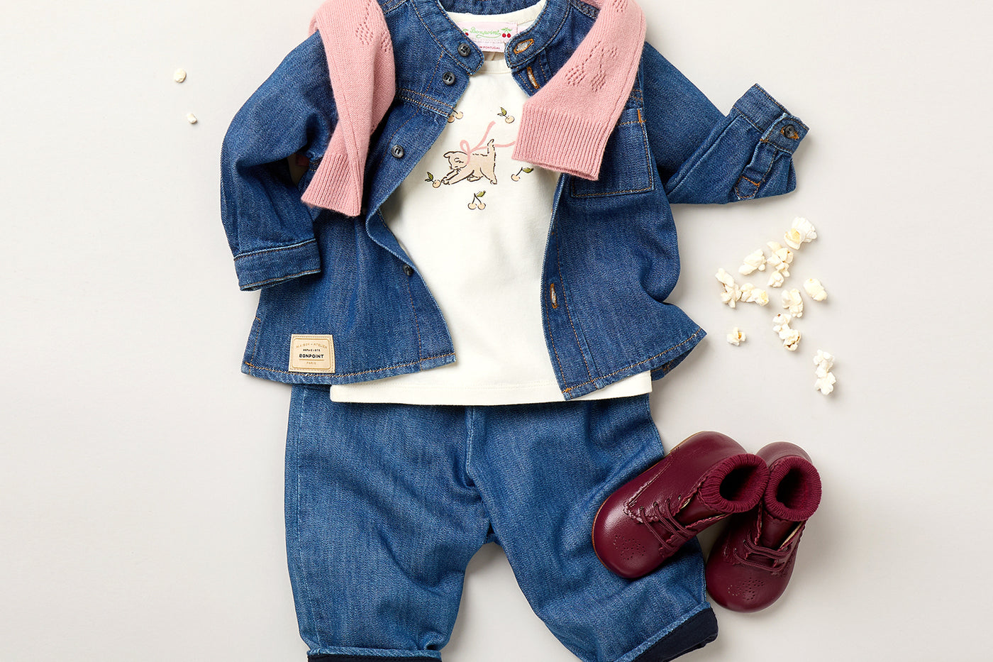 Winter 2025 Baby girl's look - Blue denim set