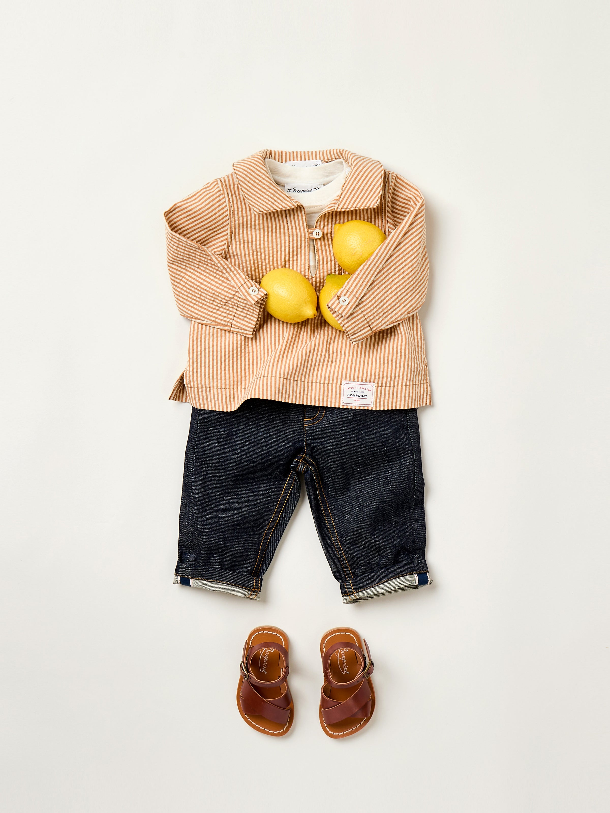 Verano 2025 Look de bebé niño - Chaqueta marinera de rayas