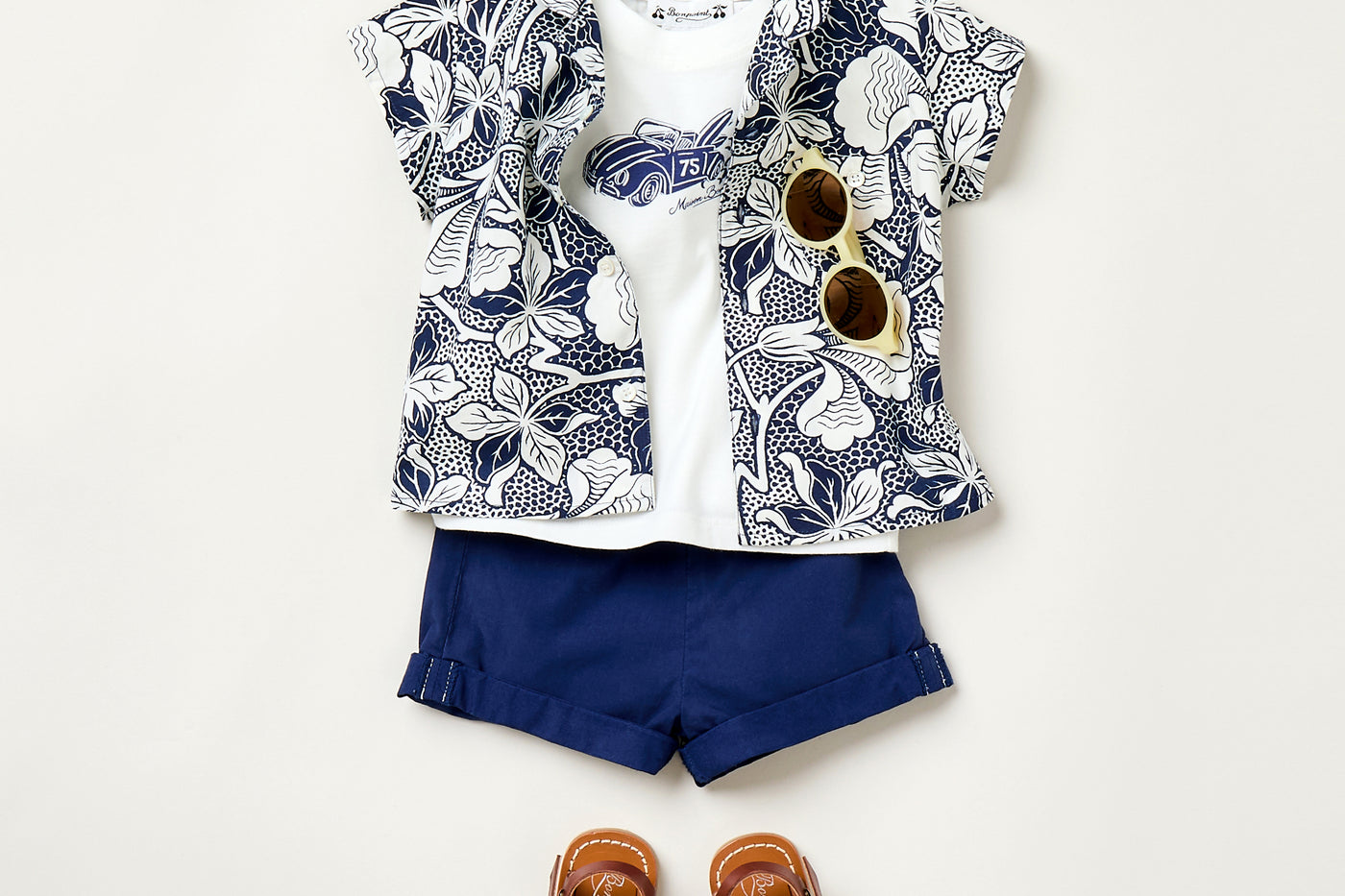 Verano 2025 Look de bebé niño - Camisa con estampado floral