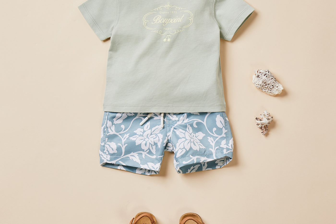 Verano 2024 look con camiseta de algodón de bebé niño