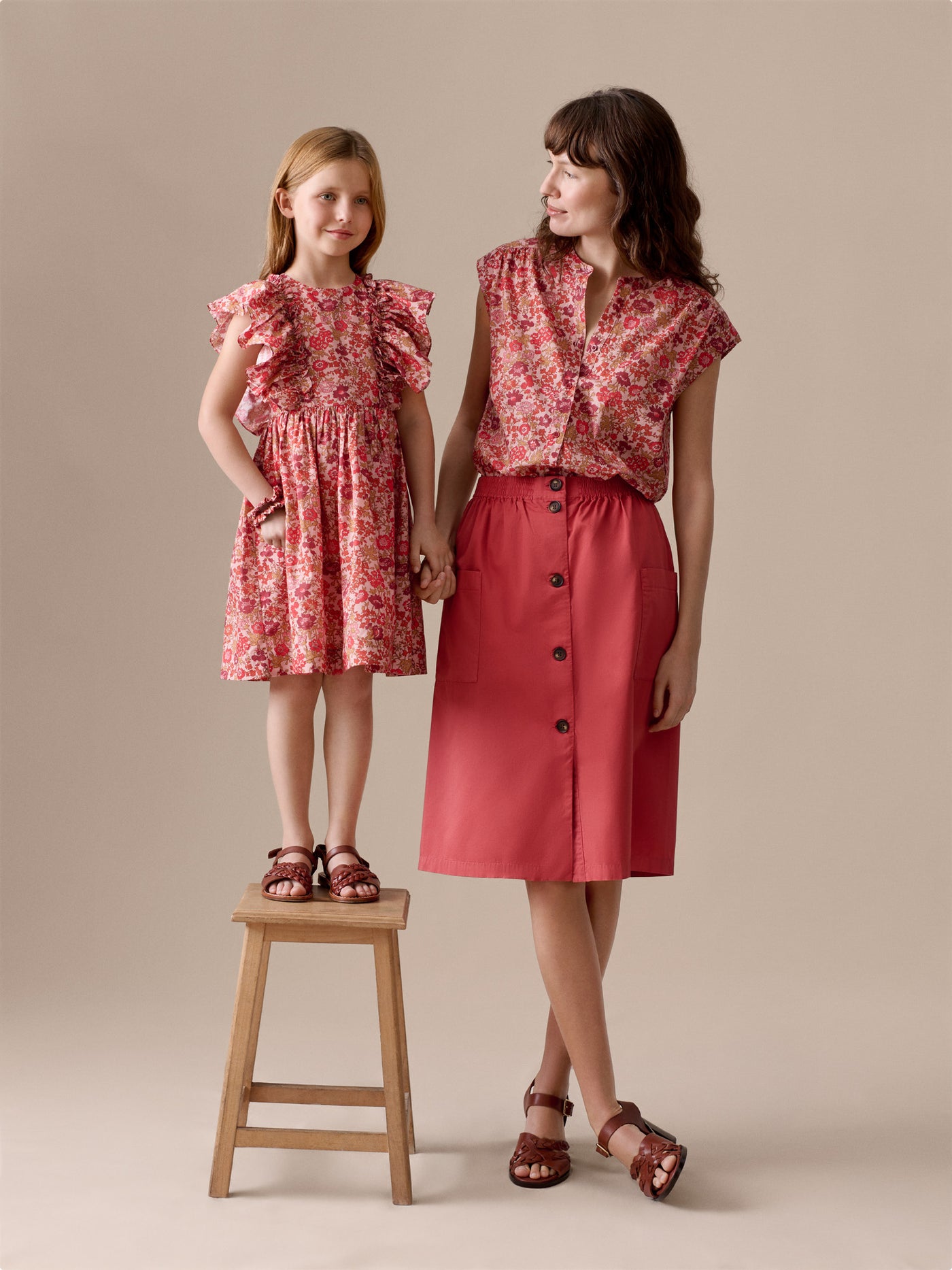 Look duo Eté 2026 - Robe fille et Blouse femme en tissu Liberty