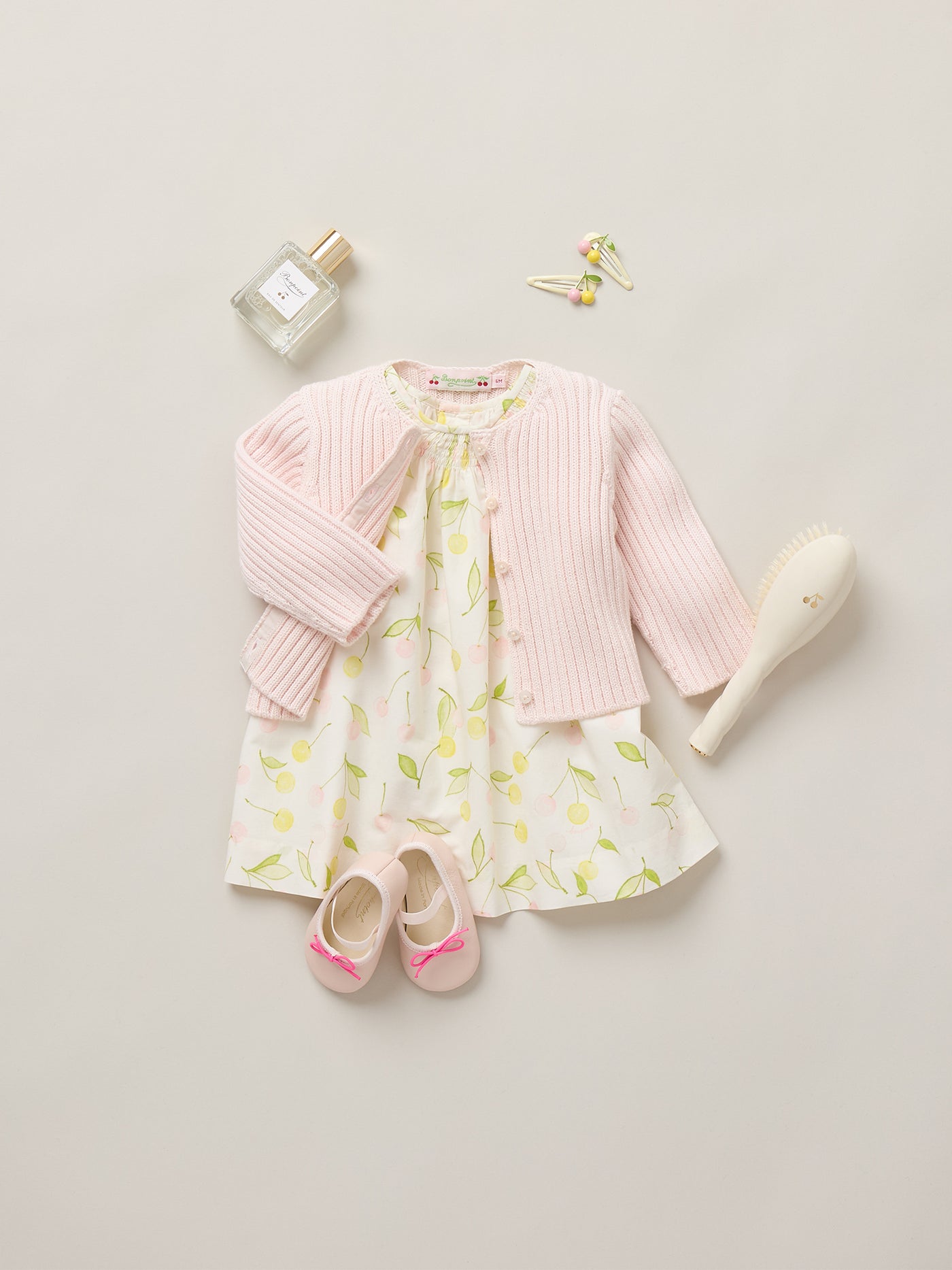 Look Bébé fille Eté 2026 - Robe printanière à imprimé cerises