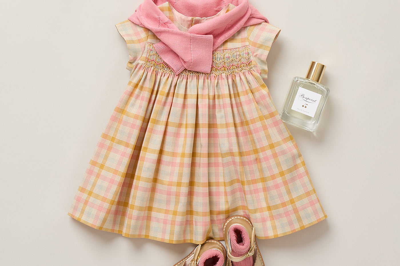 Baby girl's summer 2026 look - Maruska smocked check dress