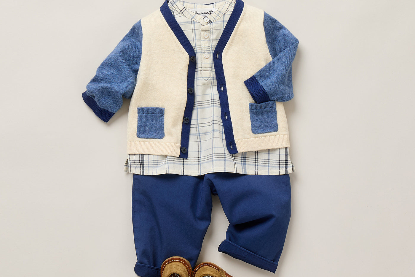 Baby boy look Summer 2026 - Cardigan with contrasting details
