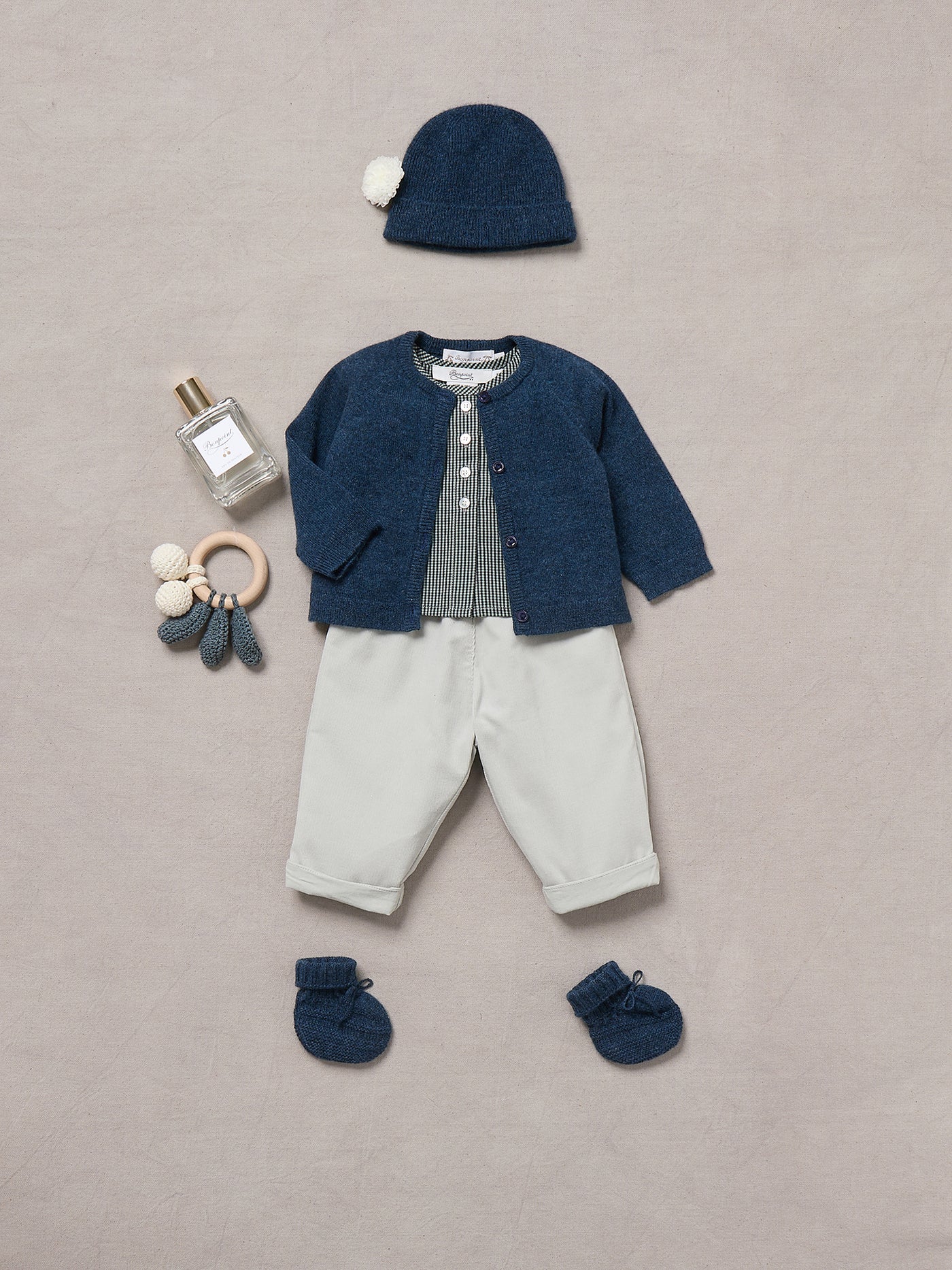 Look de recién nacido invierno 2024 - Trío de cachemir azul oscuro