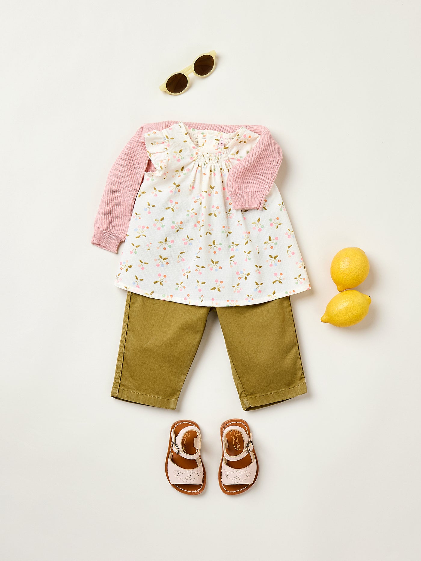 Summer 2025 Baby girl's look - Cherry print blouse