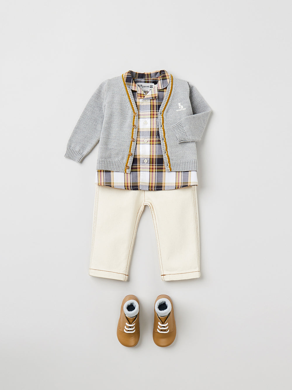 SUMMER 2023 BABY BOY'S LOOK GREY CARDIGAN
