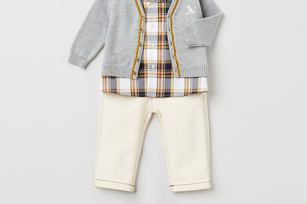 SUMMER 2023 BABY BOY'S LOOK GREY CARDIGAN