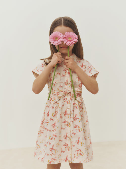 Robe Gisèle imprimée cerises en coton biologique