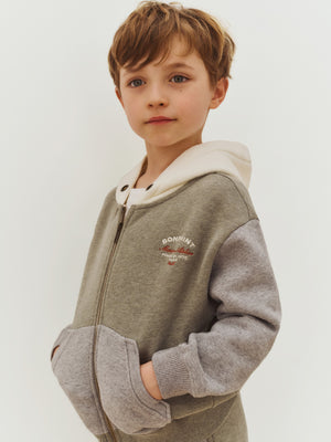 Sweatshirt Elroy mit Reißverschluss khaki meliert