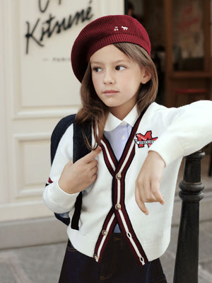 Bonpoint x Maison Kitsuné cardigan Mateo col V en coton biologique et cachemire