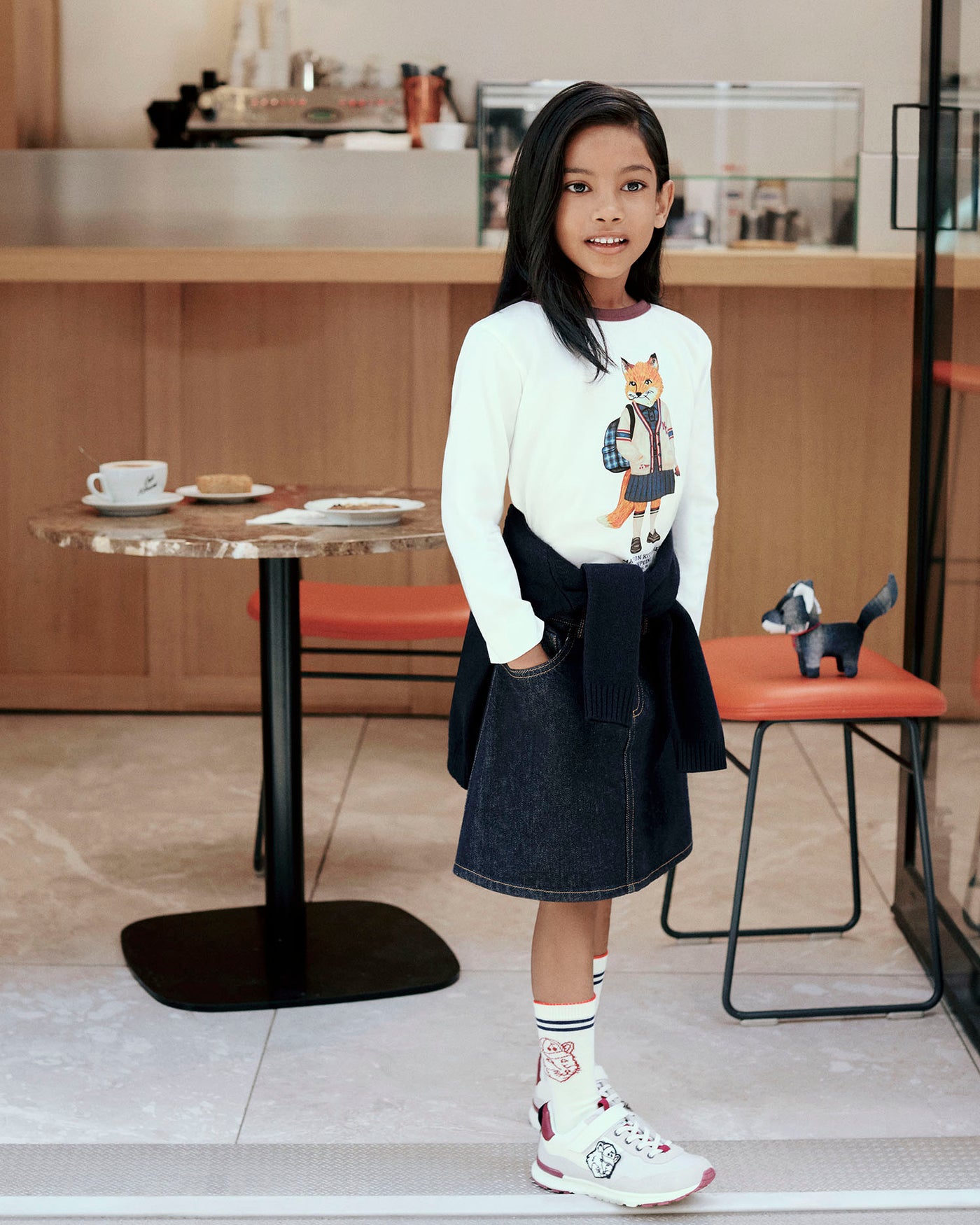 Bonpoint x Maison Kitsuné Tangui embroidered shirt in organic cotton