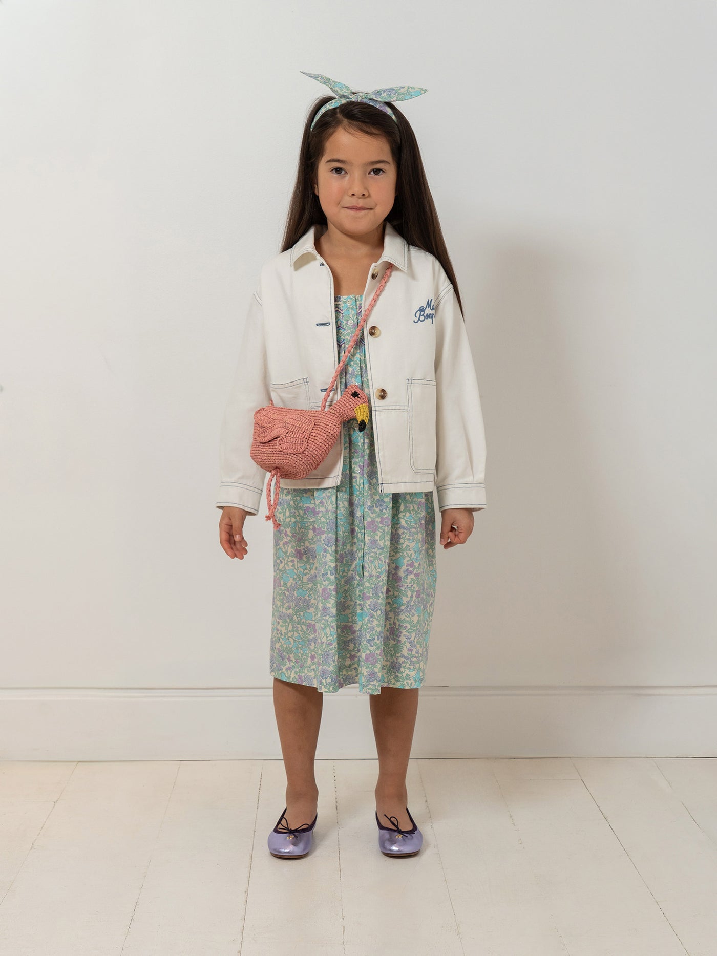 Veste en denim Larity avec surpiqûres contrastées en coton biologique