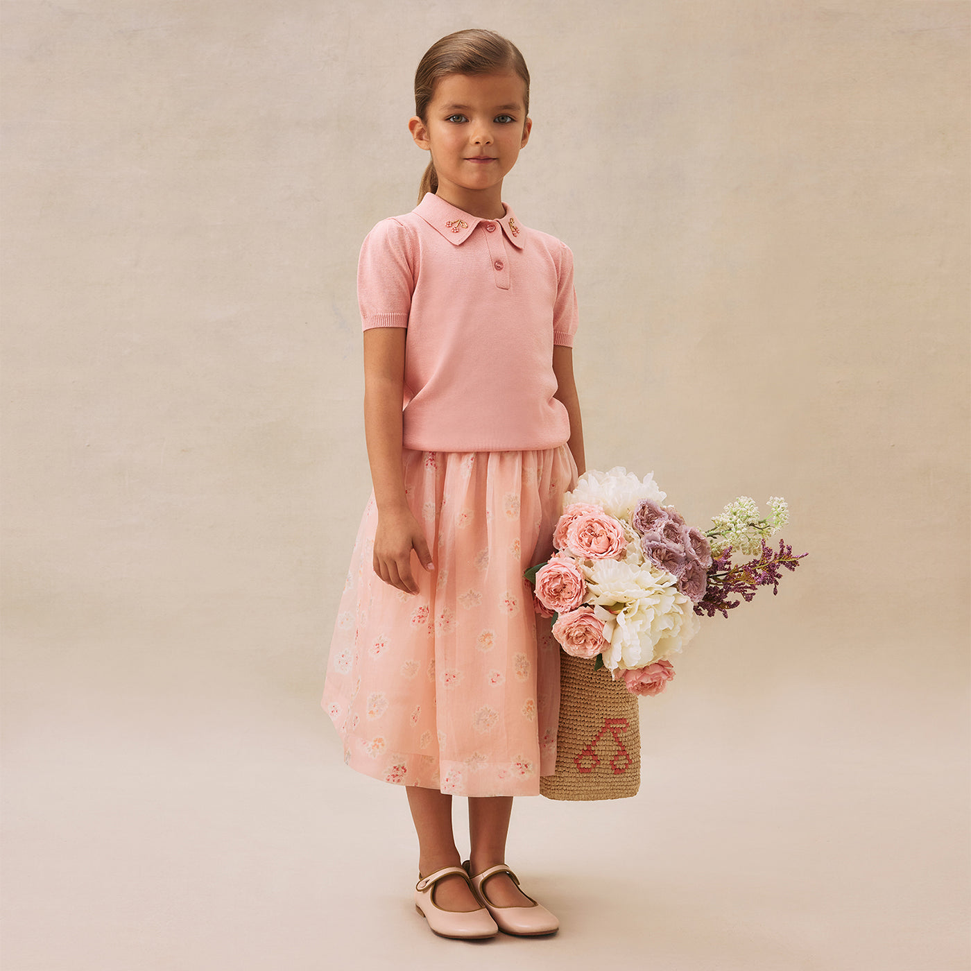 Jupe Elycia en soie à imprimé fleurs