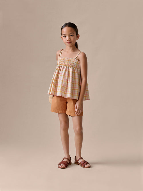 Shorts Leslie color noce moscata in cotone biologico