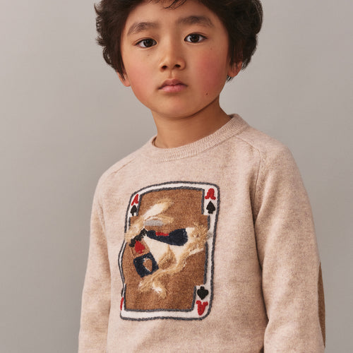 Emerson jacquard and rabbit hand-embroidered wool sweater