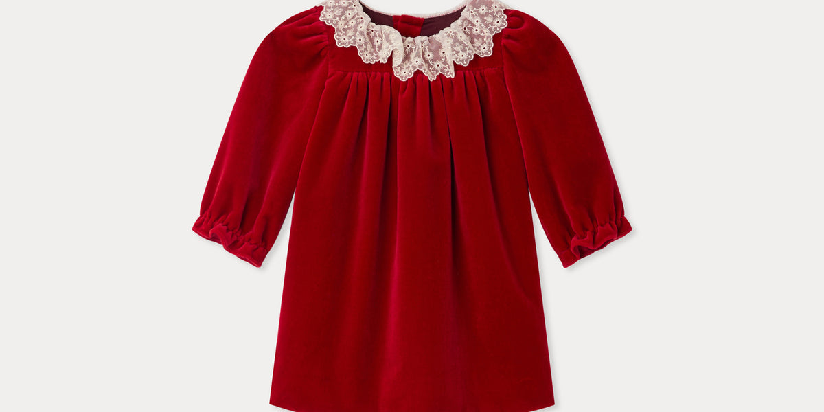 Robe décontractée en velours pour filles, manches volantes, fleurs à
