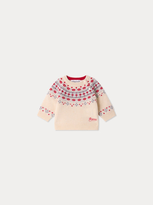 Pull bébé Melrose jacquard brodé Bonpoint en laine