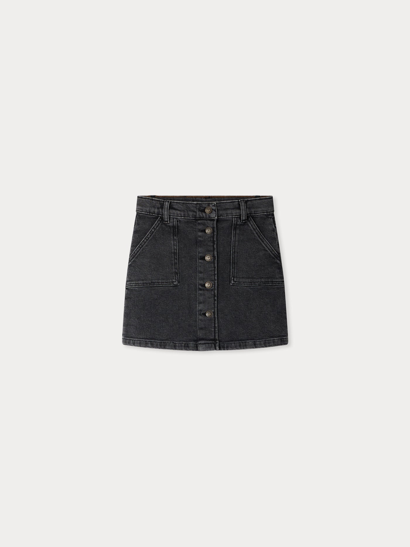 Dexie black organic cotton denim skirt
