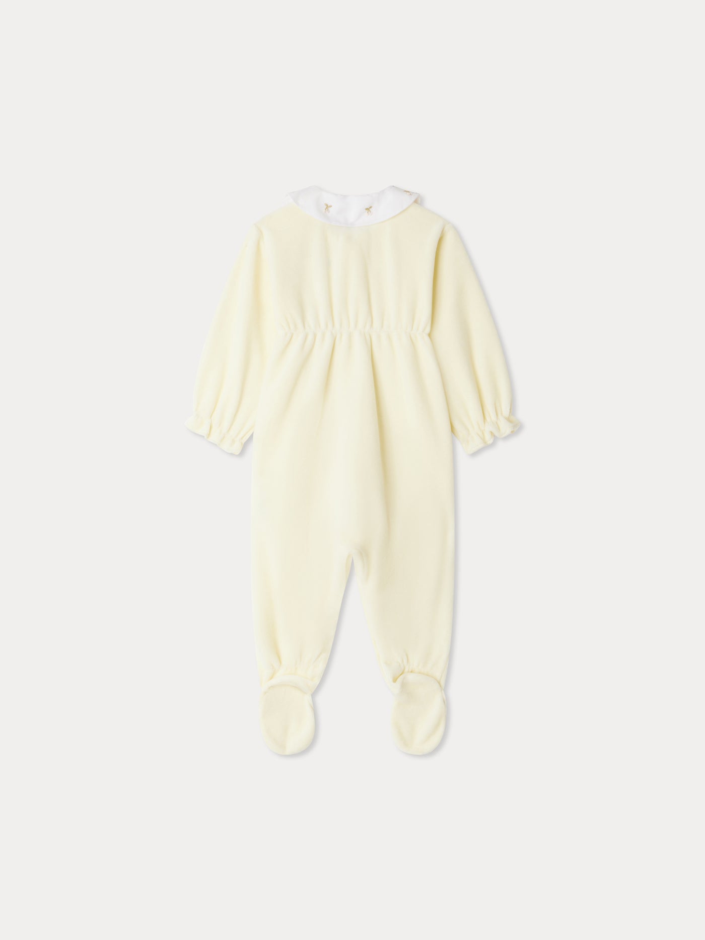 Tintina velvet pajamas with cherry embroidered collar in organic cotton