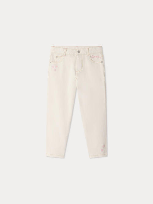 Eloha-Jeanshose in geradem Schnitt mit Stickmotiven aus Bio-Baumwolle