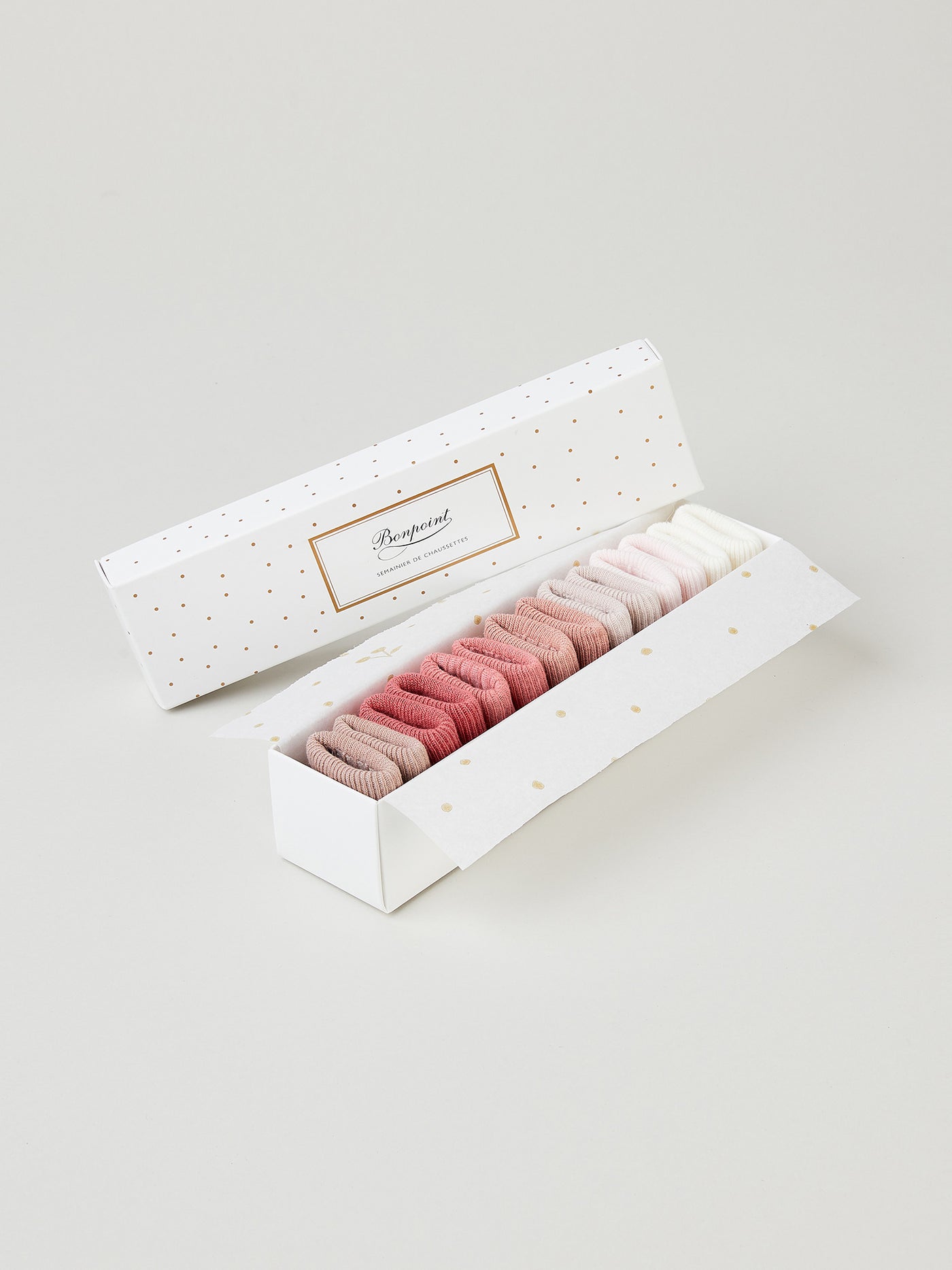 Semainier chaussettes en coton bébé rose fané