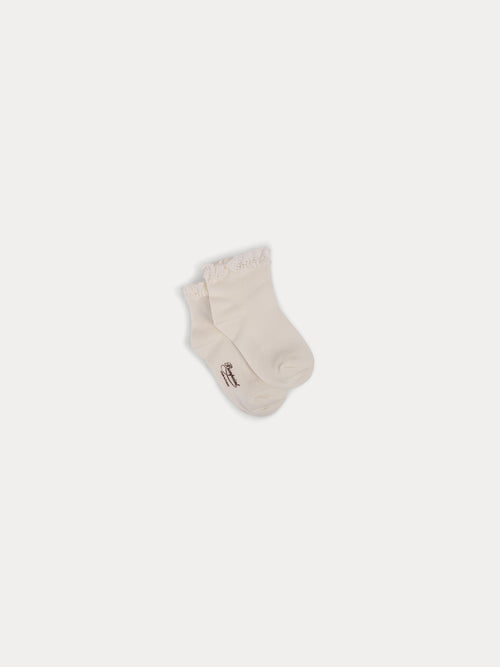 Chaussettes à dentelles en coton blanc lait