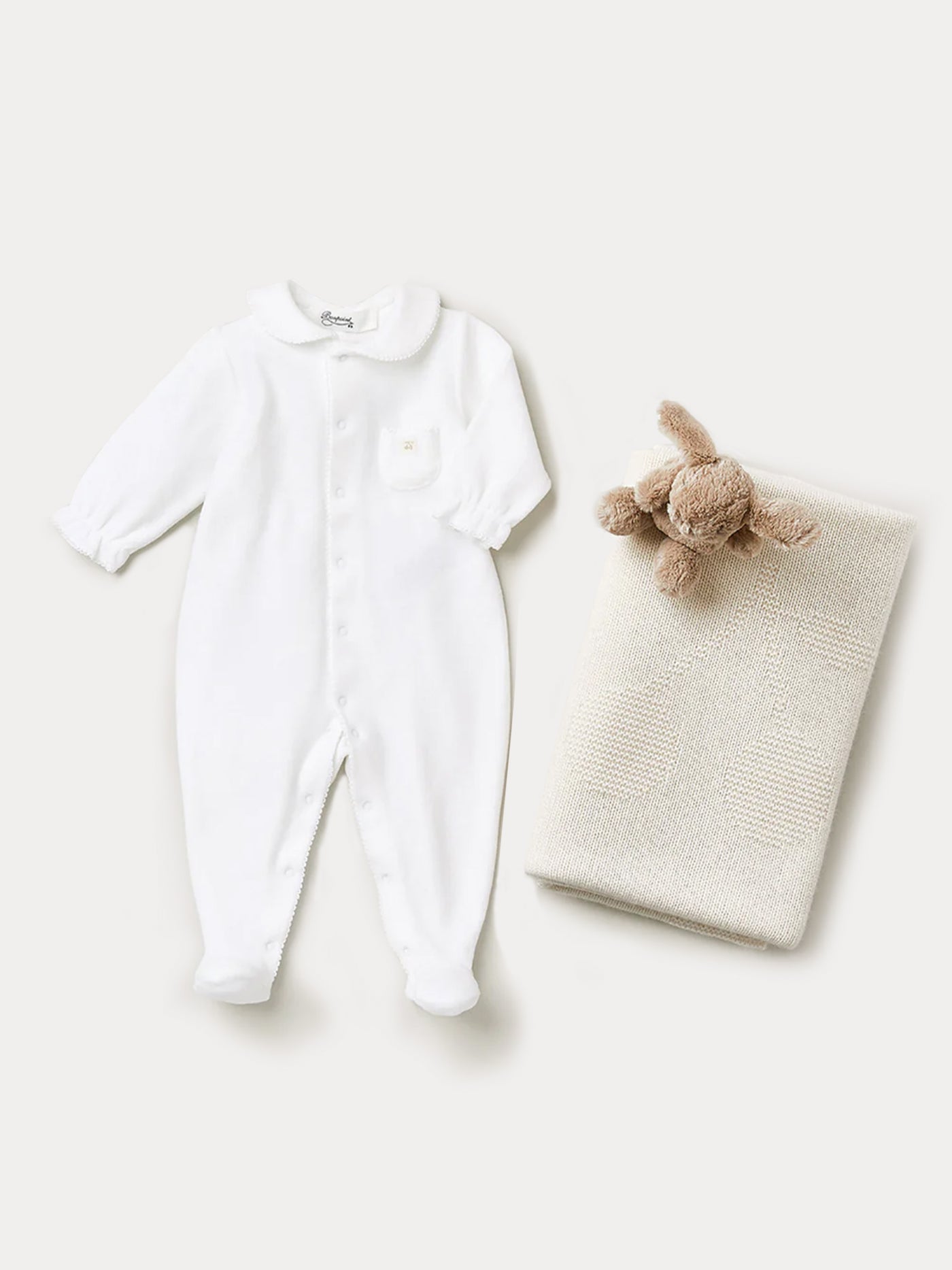 Baby Rundhals-Schlafanzug Weiß