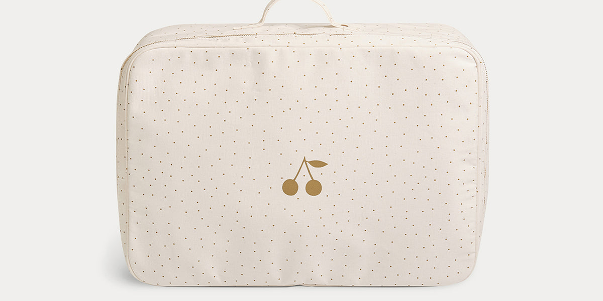 Grande valise en coton enduit bébé or