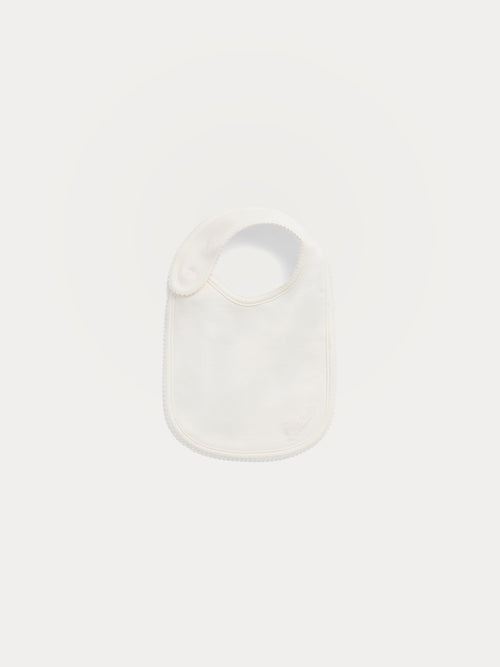 Bavoir Avibis brodé en coton biologique rose