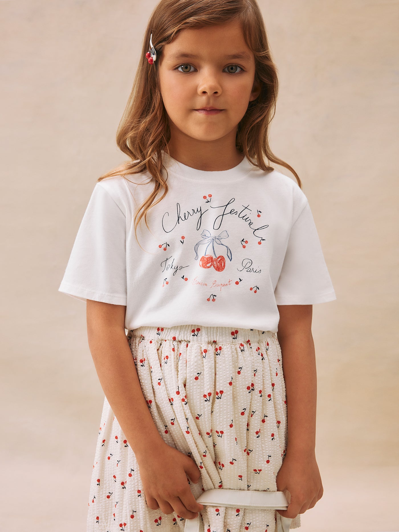 Thida t-shirt with Cherry Festival print in organic cotton