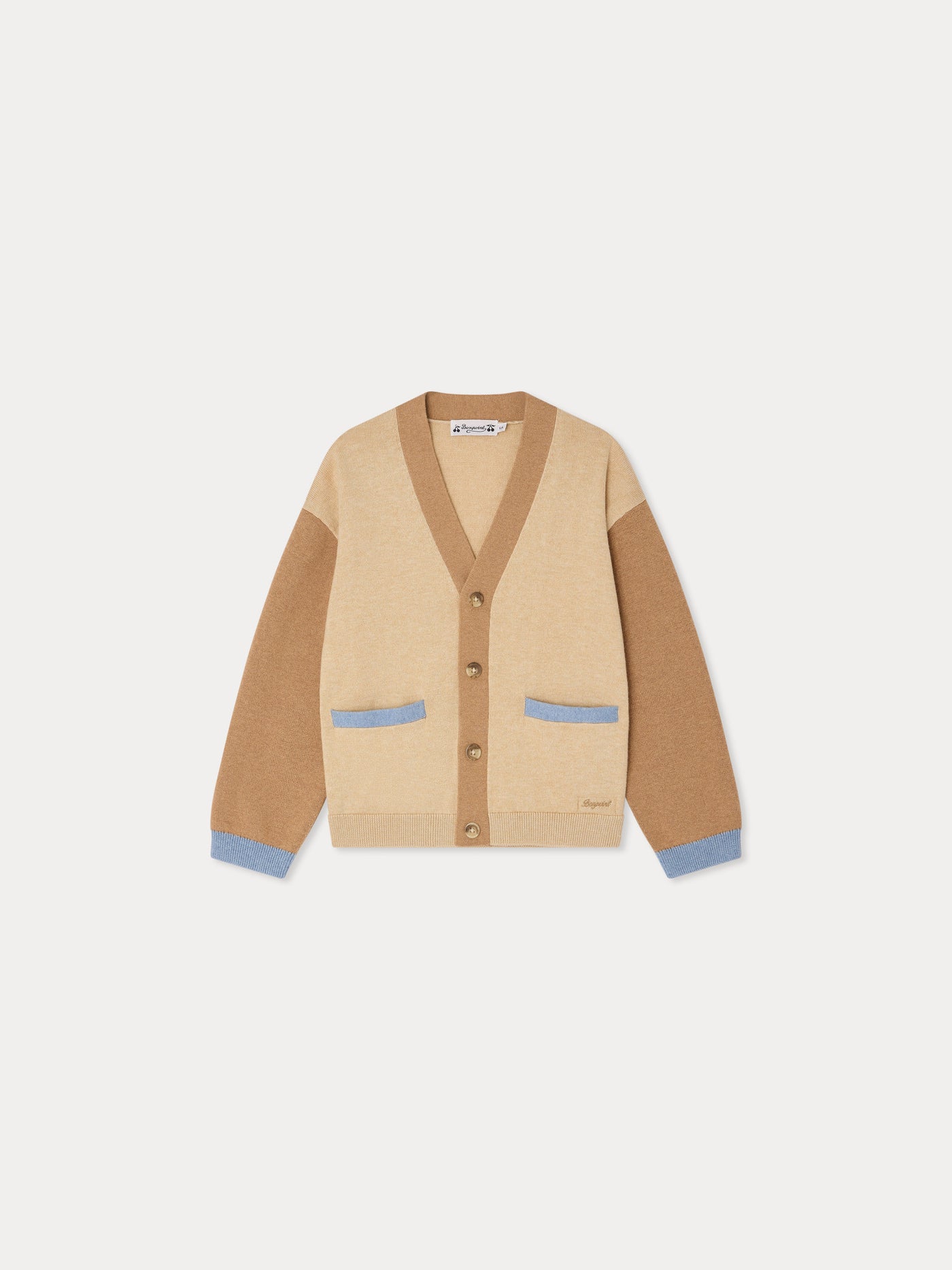 Cardigan Edouard col V en coton biologique et cachemire