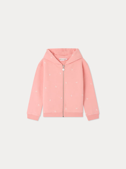 Sudadera con capucha Talent con cerezas bordadas en algodón orgánico