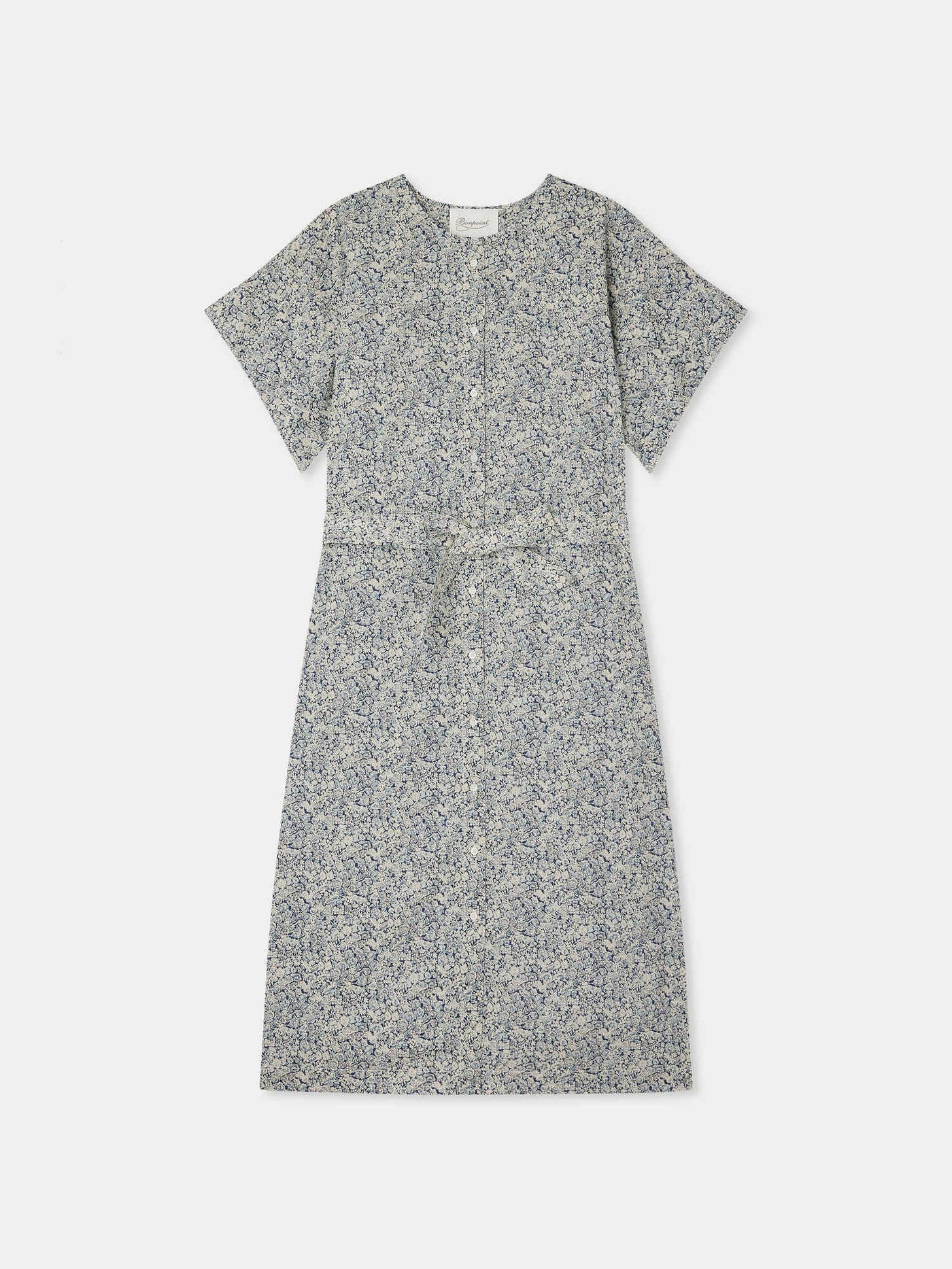 Leira dress with blue flowers in Liberty organic cotton fabric