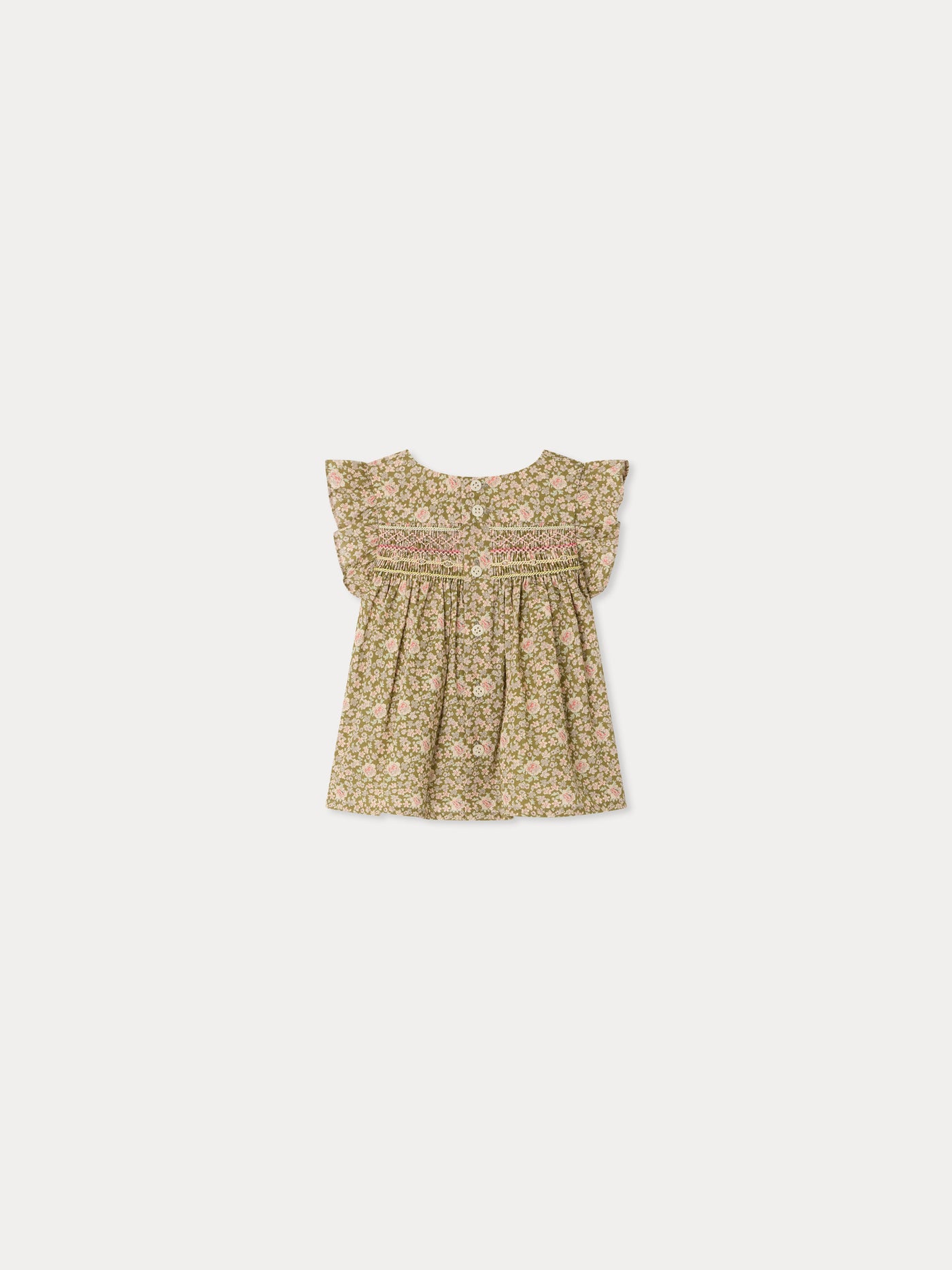 Naomie blouse smocked and hand-embroidered in Liberty organic cotton fabric