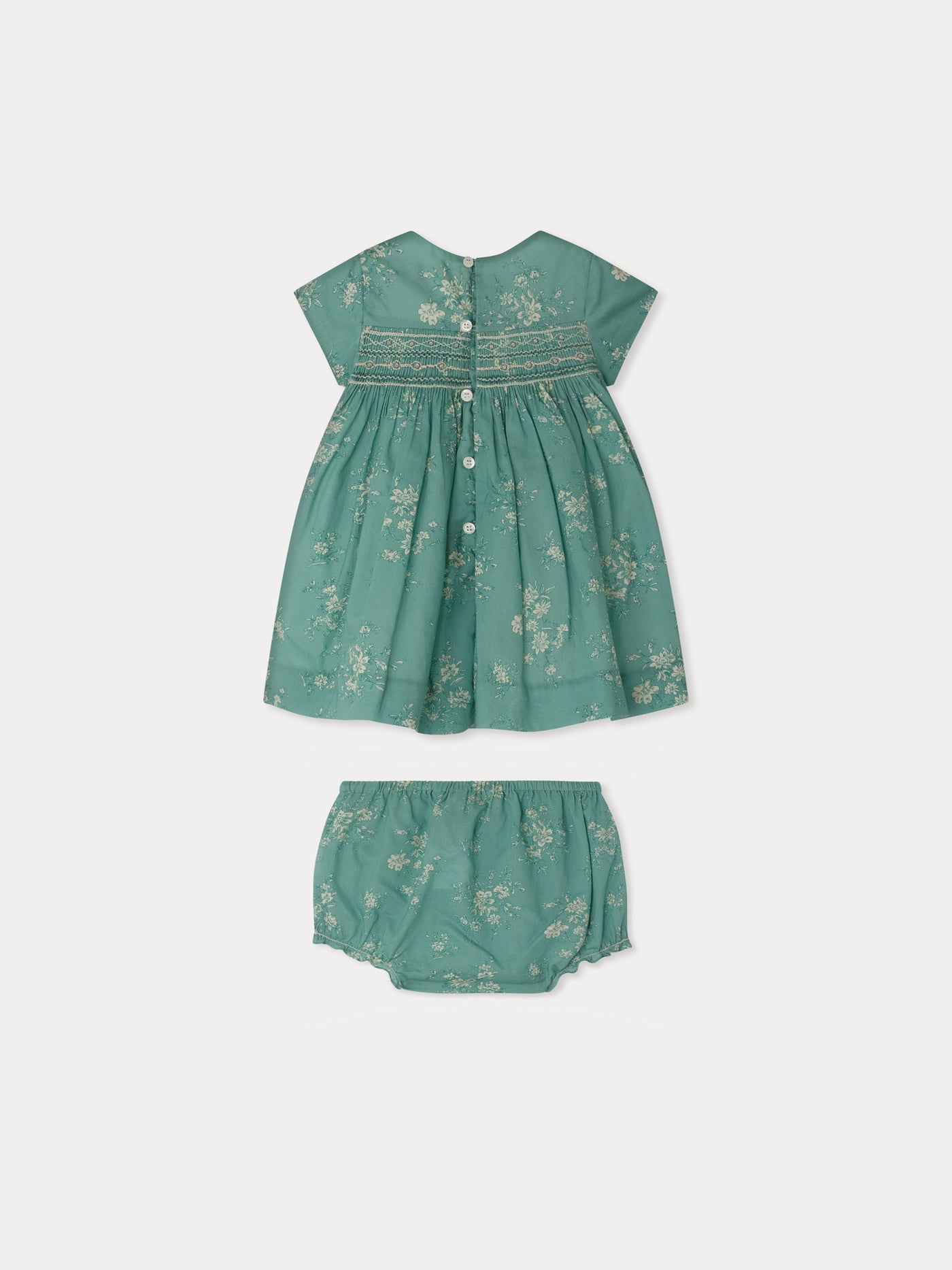 Robe Marushka smockée et brodée main en tissu Liberty en coton biologique