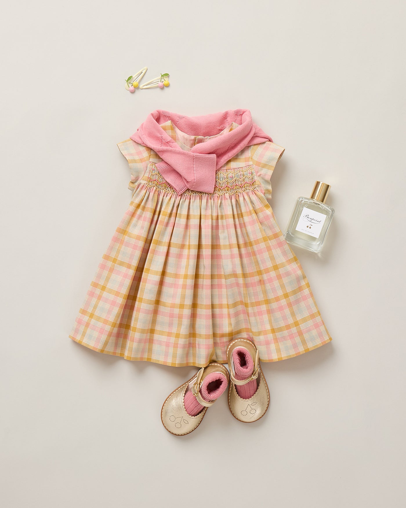 Baby girl's summer 2026 look - Maruska smocked check dress