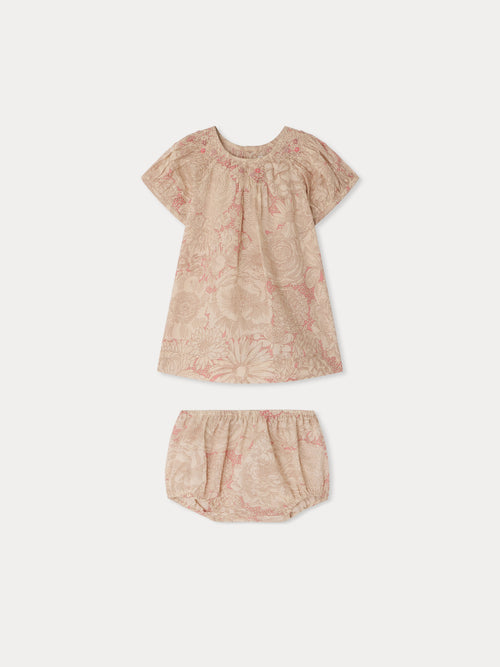 Lucia dress smocked and hand-embroidered in Liberty organic cotton fabric