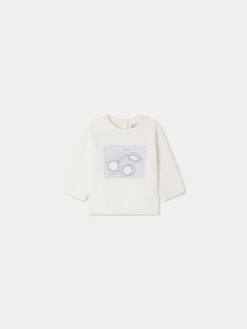 Dahlia sweatshirt embroidered with cherry in organic cotton