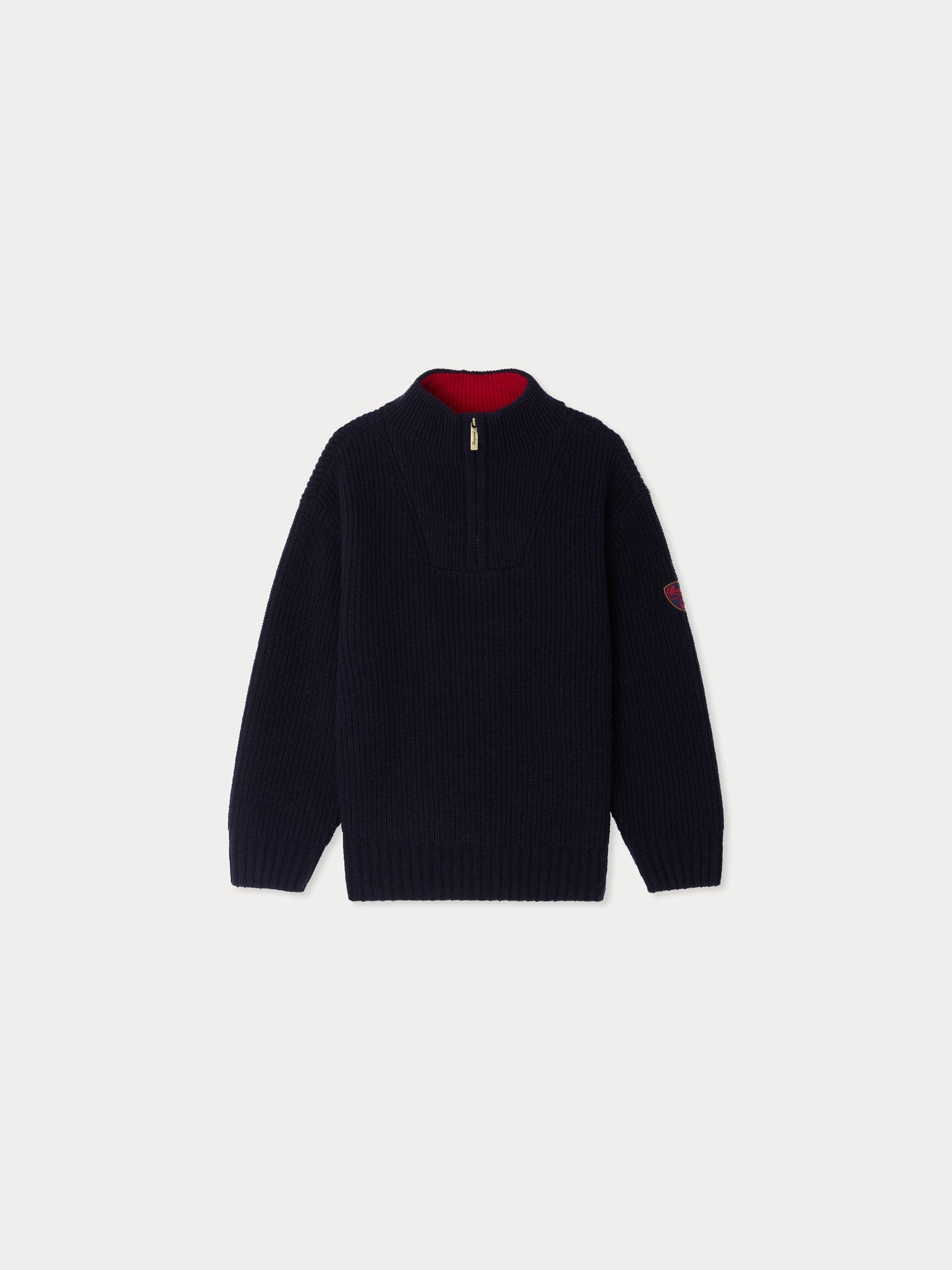 Baldo wool sweater with contrasting high collar